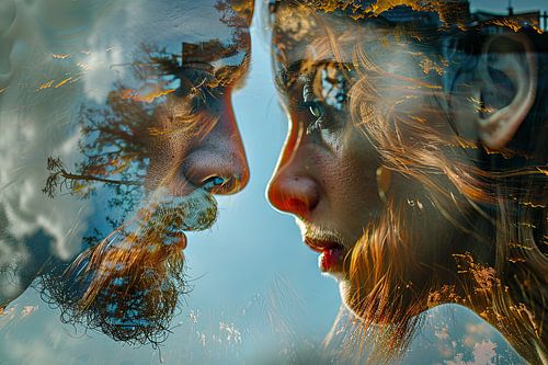 Double exposure vrouw