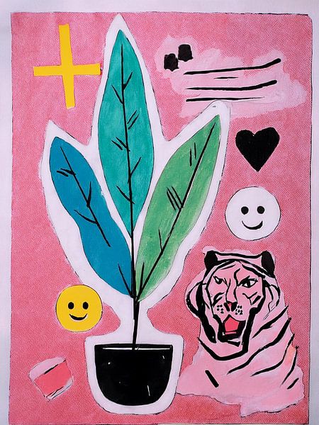 Pink Jungle Collage van Lianne Louise