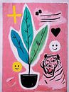 Pink Jungle Collage van Lianne Louise thumbnail