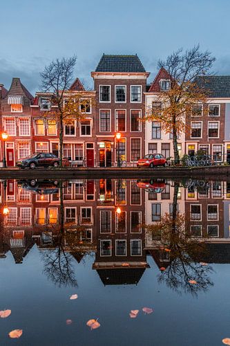 Leiden - Reflection of canal houses on the Oude Singel (0180)