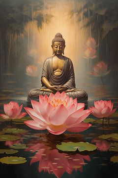 Boeddha’s Lotus Meditatie van Steinfox Art
