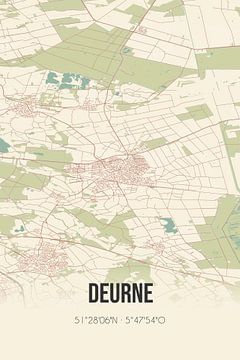 Vintage landkaart van Deurne (Noord-Brabant) van MijnStadsPoster
