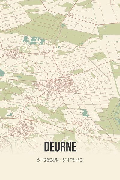 Carte ancienne de Deurne (Brabant du Nord) par Affiches de lieux