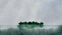 Caught my eye | Minimalistische landschap in Aquarel van WatercolorWall thumbnail