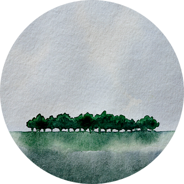 Caught my eye | Minimalistische landschap in Aquarel van WatercolorWall