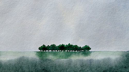 Der kleine Wald | Minimalistische Landschaft in Aquarell