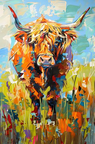 Highlander écossais coloré dans une peinture expressive