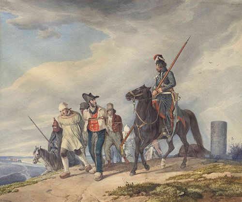 PETER VON HESS, Gewapende ruiters en gevangenen bij Reims, 1825