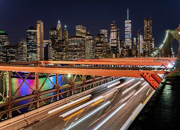 Skyline van New York City vanaf de Brooklyn Bridge van Patrick Groß