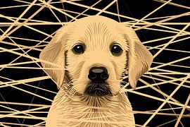 Cute dog with abstract lines art by Art & Soul Creations