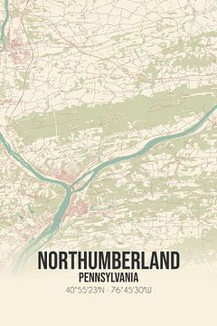 Carte ancienne de Northumberland (Pennsylvanie), USA. sur Rezona