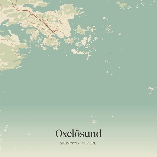 Vintage map of Oxelösund, Sweden. by Prints of Place