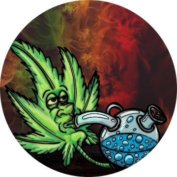 marijuana leaf smoking a bong van Jos Laarhuis