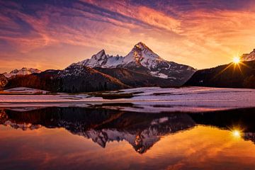 Watzmann weerspiegeling in de winter van Dieter Meyrl