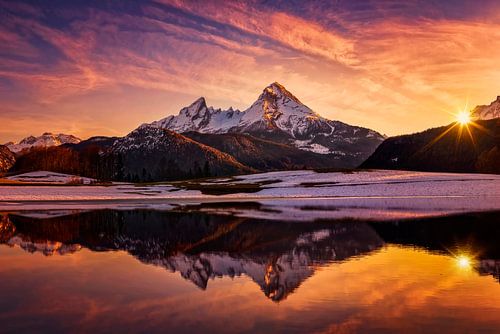 Watzmann Spiegelung  im Winter von Dieter Meyrl
