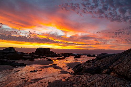 Zonsondergang Bloubergstrand Beach, Tafelberg Zuid Afrika