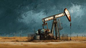 Pumpjack oil artistic panorama