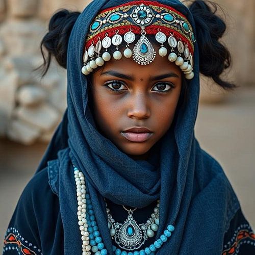 een berber meisje met prachtige sieraden.