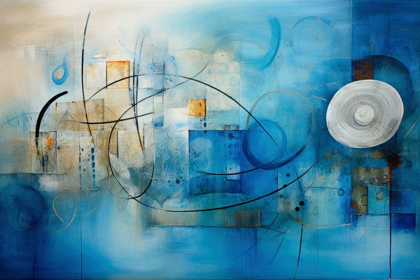 Abstract, blauw en wit - minimalisme van Joriali Abstract