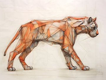 Wildkatze - Die künstlerische Essenz der katzenartigen Präzision - Moderne Kunst von Murti Jung