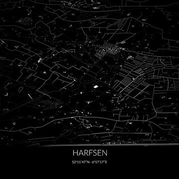 Black and white map of Harfsen, Gelderland. by Rezona