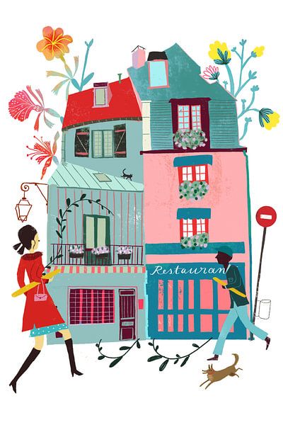  Whimsical Parisian Street Scene by uta krogmann