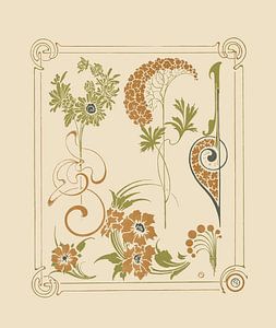 Abstract ontwerp gebaseerd op bloemen en arabesken. (1900) door Alphonse Mucha
