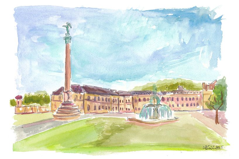 Goldener Nachmittag im Stuttgarter Neuen Schloss bei traumhaftem Himmel von Markus Bleichner