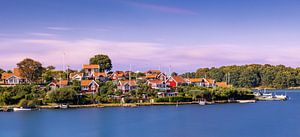 Chalets d'été le long de la côte sud de la Suède.
