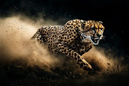 Un guépard sprintant et plein d'énergie