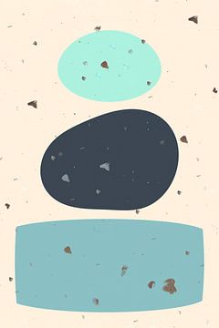 Terrazzo Delight Turquoise, Modern Abstract van Caroline Drijber