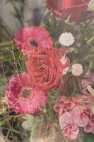 Abstracte fotografie | Abstract expressionisme | Modern abstract | Roze gerbera en rode roos geven veerkracht