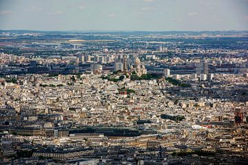 Parijs. Overzicht over de stad richting de Sacre Coeur van Blond Beeld