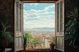 Ansicht Stadt | Pflanzen und Stadtansicht von Blickfänger Gemälde