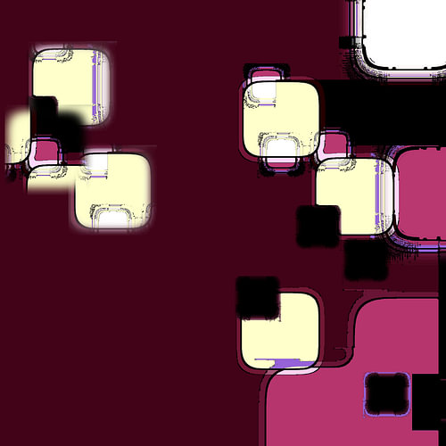 Wild geometric patterns in shades of red and pale yellow