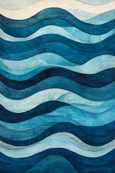 Motif de vagues en bleu - Art abstrait par Poster Art Shop