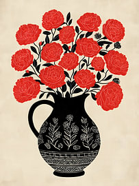 Purpurroter Blumenstrauß in einer Vase von IamHomeStudio