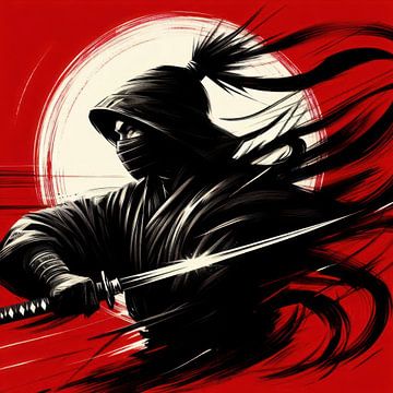 Ninja op rood van Subkhan Khamidi