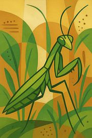 Praying mantis geometric illustration. by Johannes
