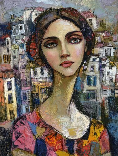 Vietnam Vrouw Schilderij | Droomachtige Stadsportretten