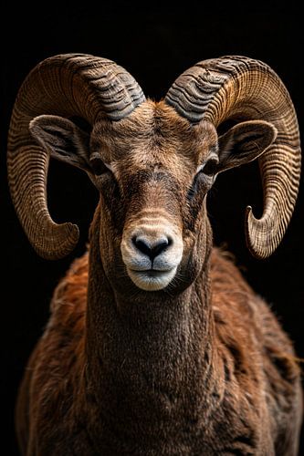Indrukwekkende Ram met Elegante Krullende Hoorns