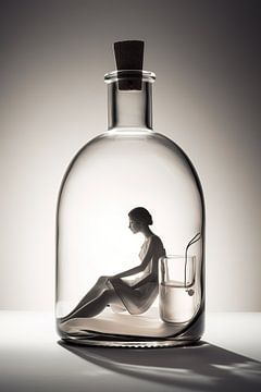 Jeune femme dans une bouteille sur Hans-Jürgen Flaswinkel
