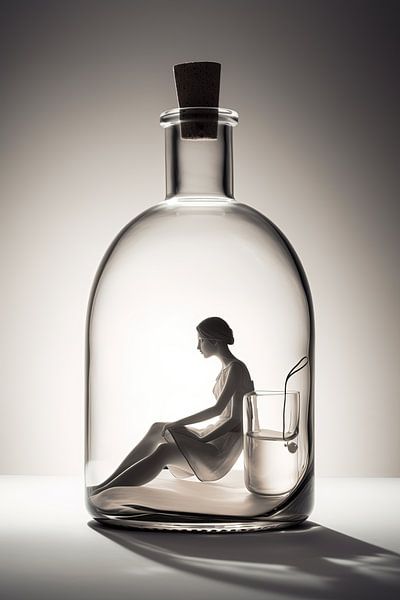 Young woman in a bottle by Hans-Jürgen Flaswinkel