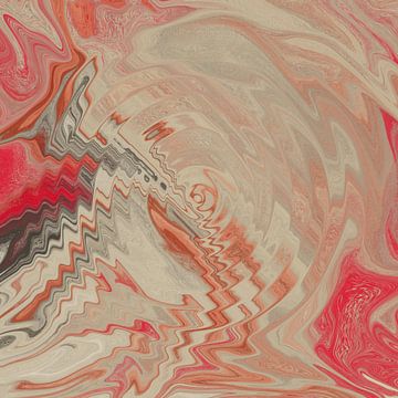 Abstracte waterreflecties in warme kleuren. Terracotta en neonroze I van Abstract Minimalist Art