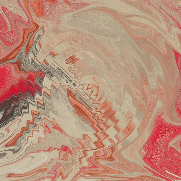 Abstracte waterreflecties in warme kleuren. Terracotta en neonroze I van Abstract Minimalist Art