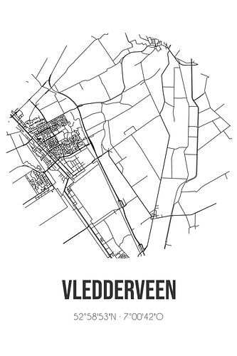 Vledderveen (Groningen) | Carte | Noir et blanc