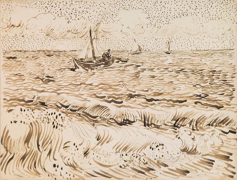 Vincent van Gogh. Bateaux de pêche aux Saintes-Maries-de-la-Mer par 1000 Schilderijen