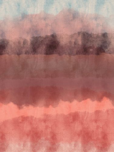 Kleurrijk abstract aquarel landschap in warme kleuren