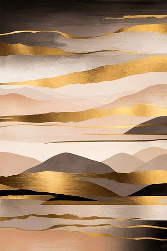 Paysage abstrait avec accents dorés