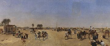Caïro bij de brug van Kasr-el-Nil, Emile Wauters, 1880 van Atelier Liesjes